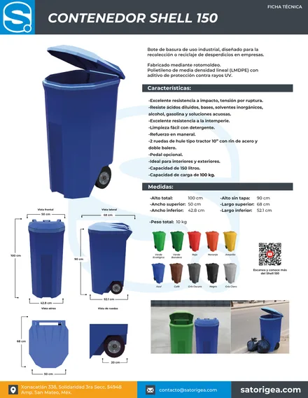 Portada de la ficha técnica de Contenedor Shell 150 L (150 L)