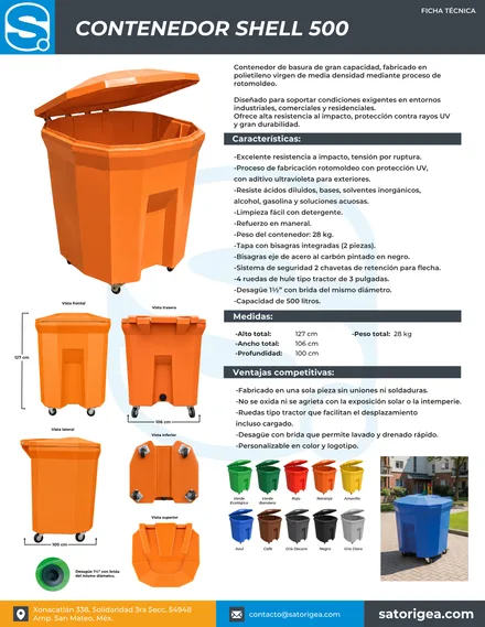 Portada de la ficha técnica de Contenedor Shell 500 L (500 L)